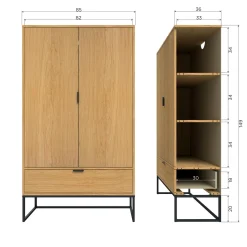 Best WOOOD Silas 2-deurs kast decor Eiken