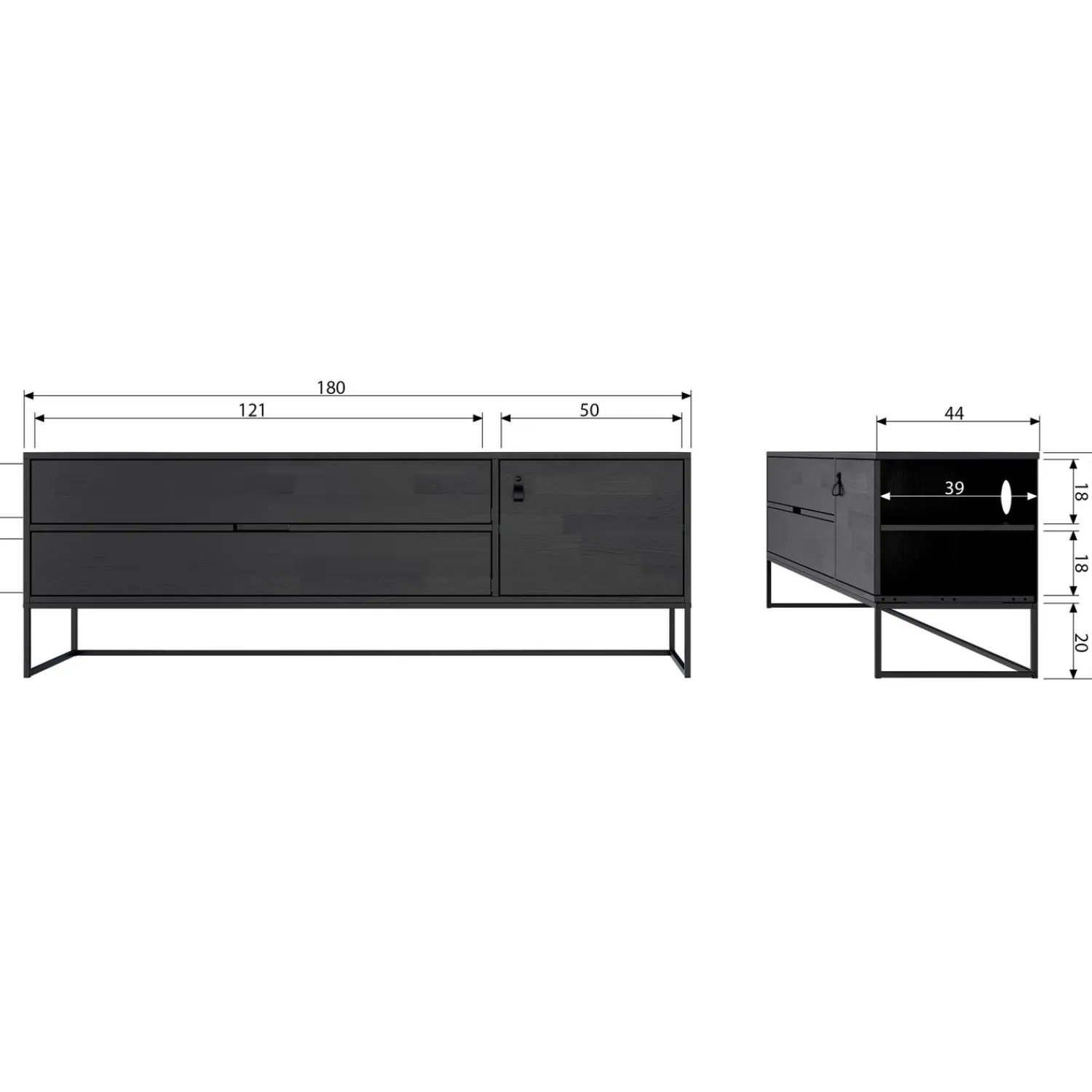 Hot WOOOD Silas tv meubel 180 cm essen Blacknight