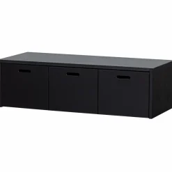 New WOOOD Silke kistbank met lades grenen diepzwart