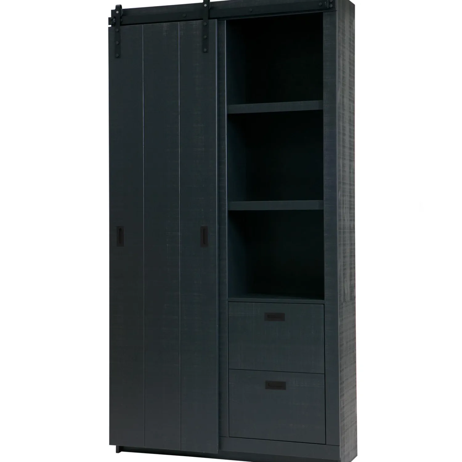 Outlet WOOOD Slide kast Barn bezaagd mat Zwart