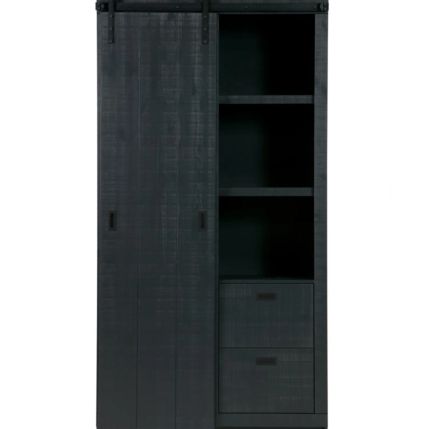 Outlet WOOOD Slide kast Barn bezaagd mat Zwart