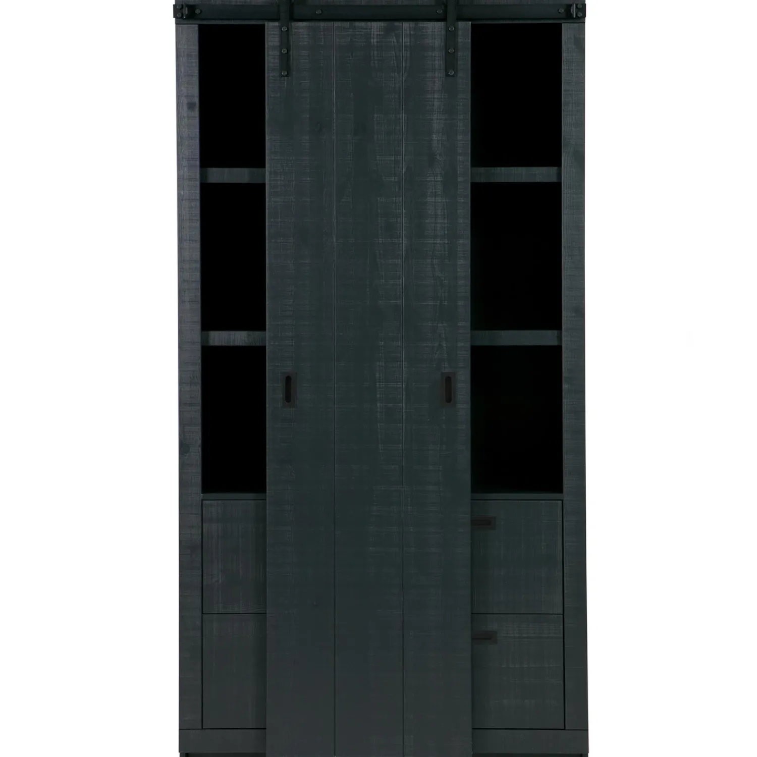 Outlet WOOOD Slide kast Barn bezaagd mat Zwart