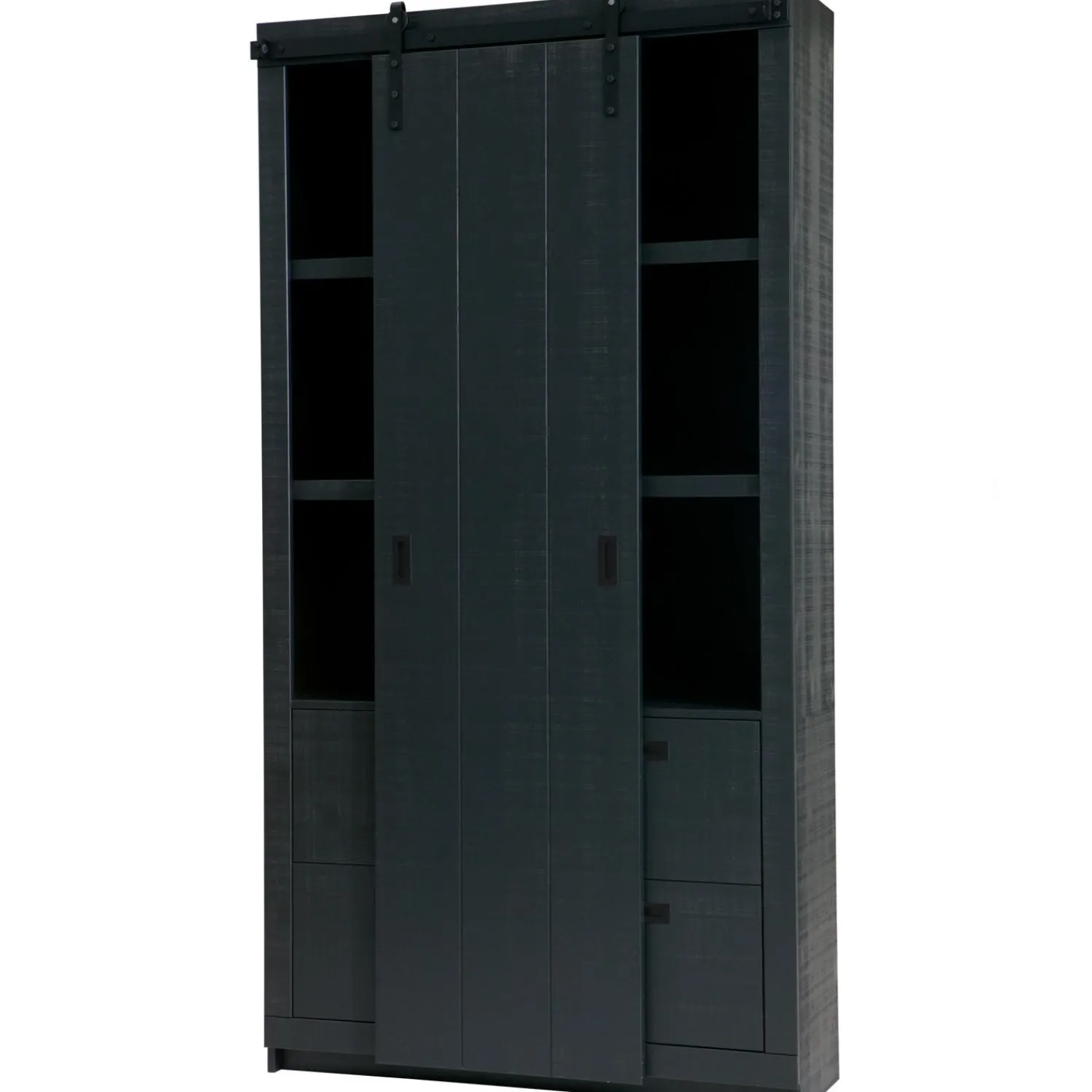 Outlet WOOOD Slide kast Barn bezaagd mat Zwart