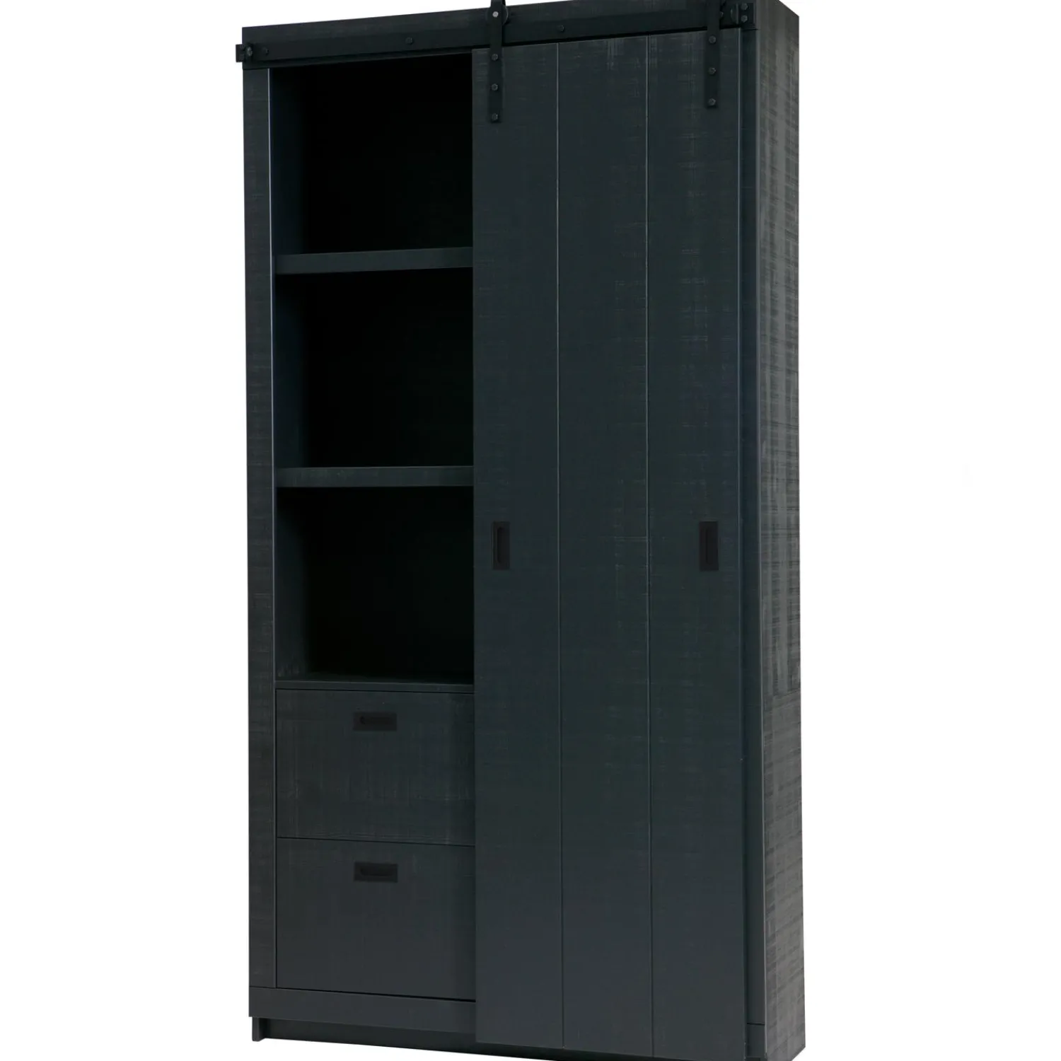 Outlet WOOOD Slide kast Barn bezaagd mat Zwart
