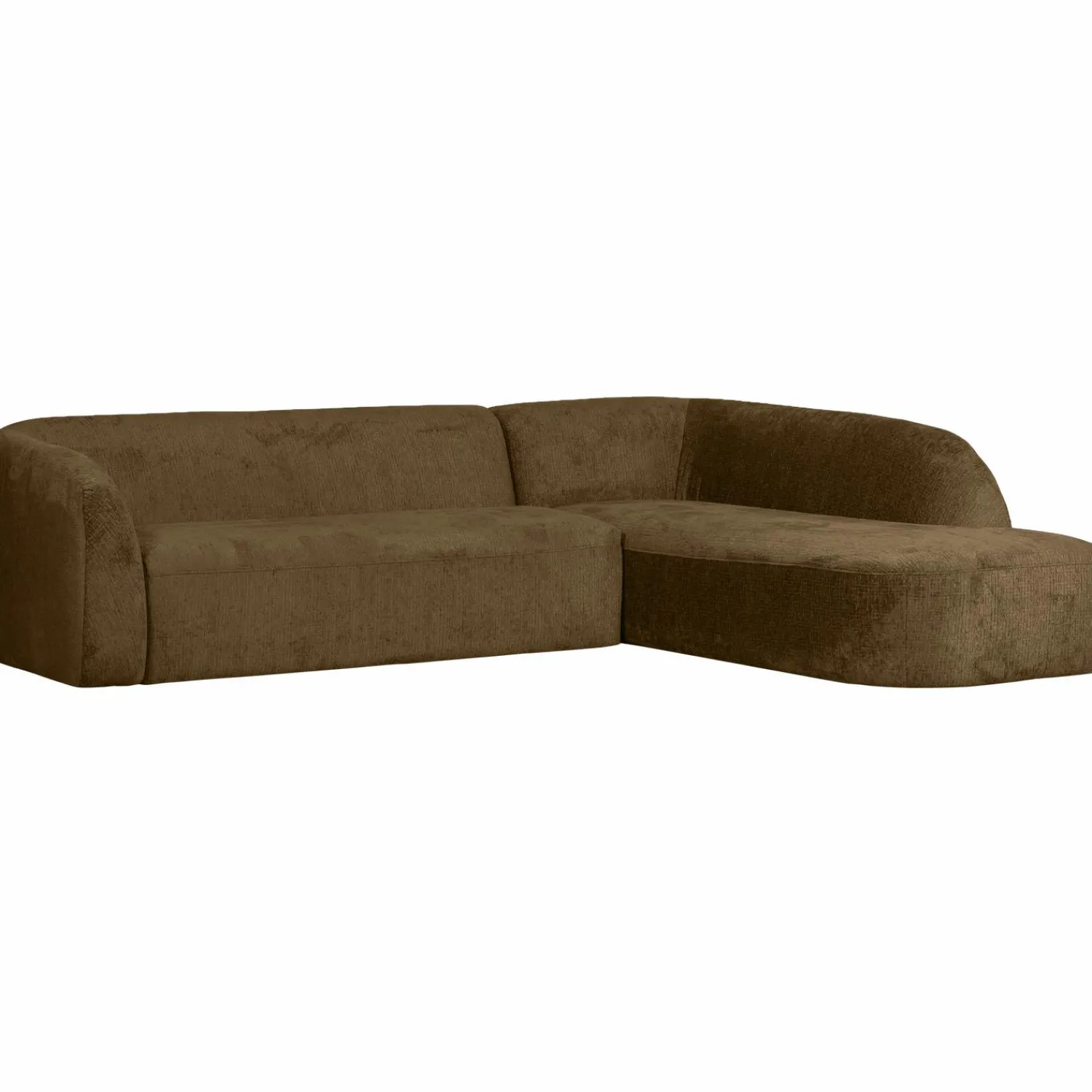 Outlet WOOOD Sloping hoekbank rechts structure velvet Brass