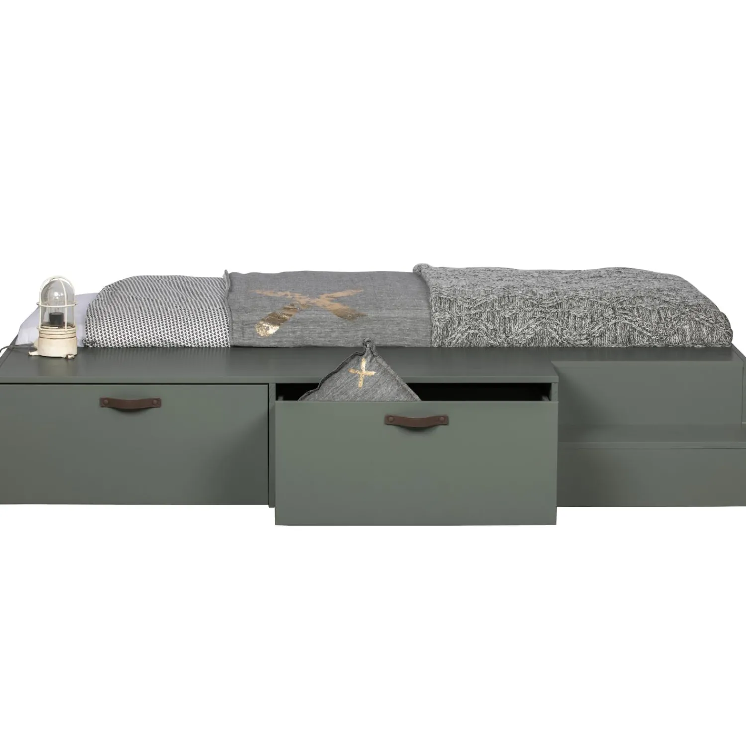 Sale WOOOD Stage bed + lades grenen soap 80x200 cm excl. lattenbodem
