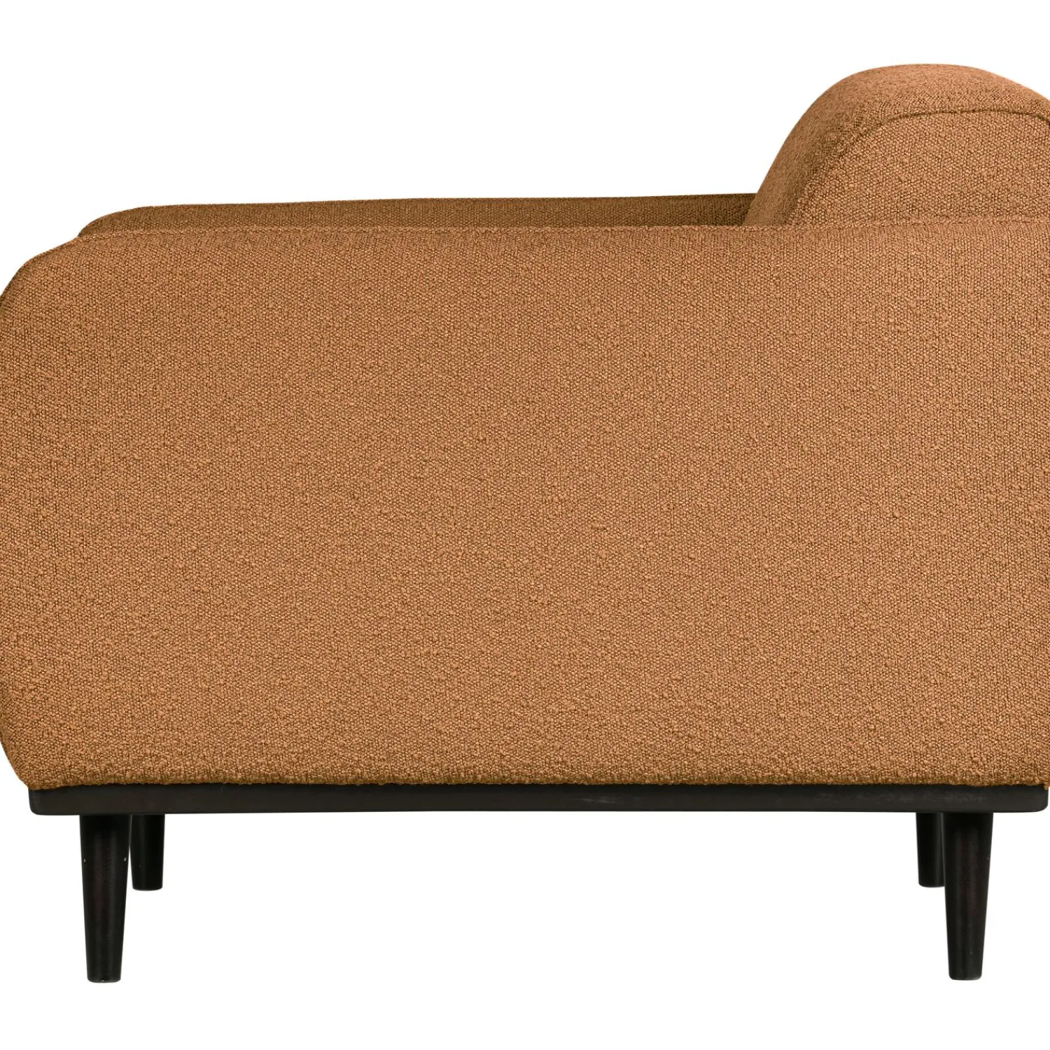 Best WOOOD Statement fauteuil met arm bouclé boter Botergeel
