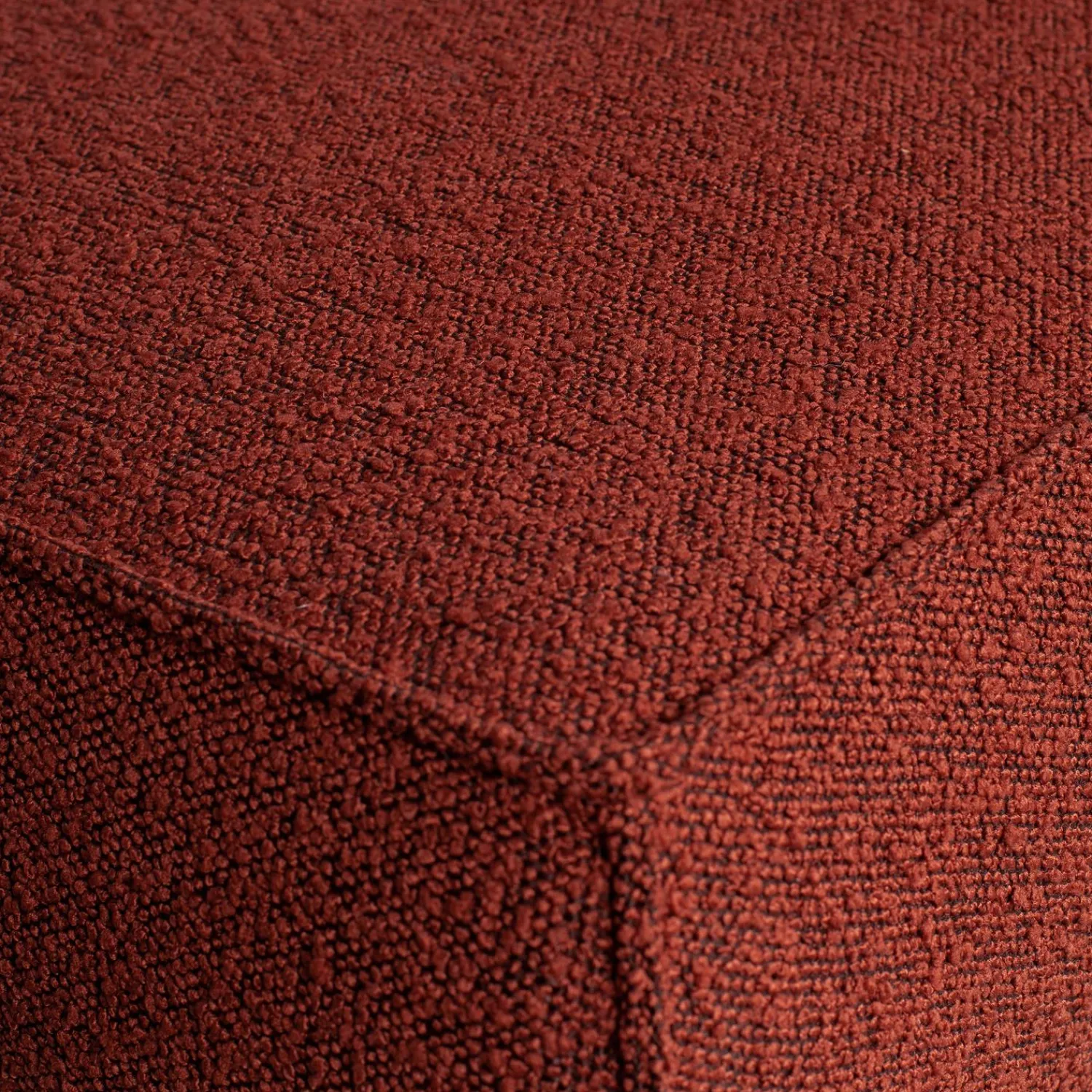 Best WOOOD Statement hocker bouclé kastanje Kastanjebruin