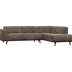 Discount WOOOD Statement hoekbank rechts ribstof Taupe