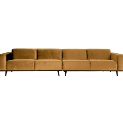 Sale WOOOD Statement XL 4-zits bank 372 cm velvet Honinggeel