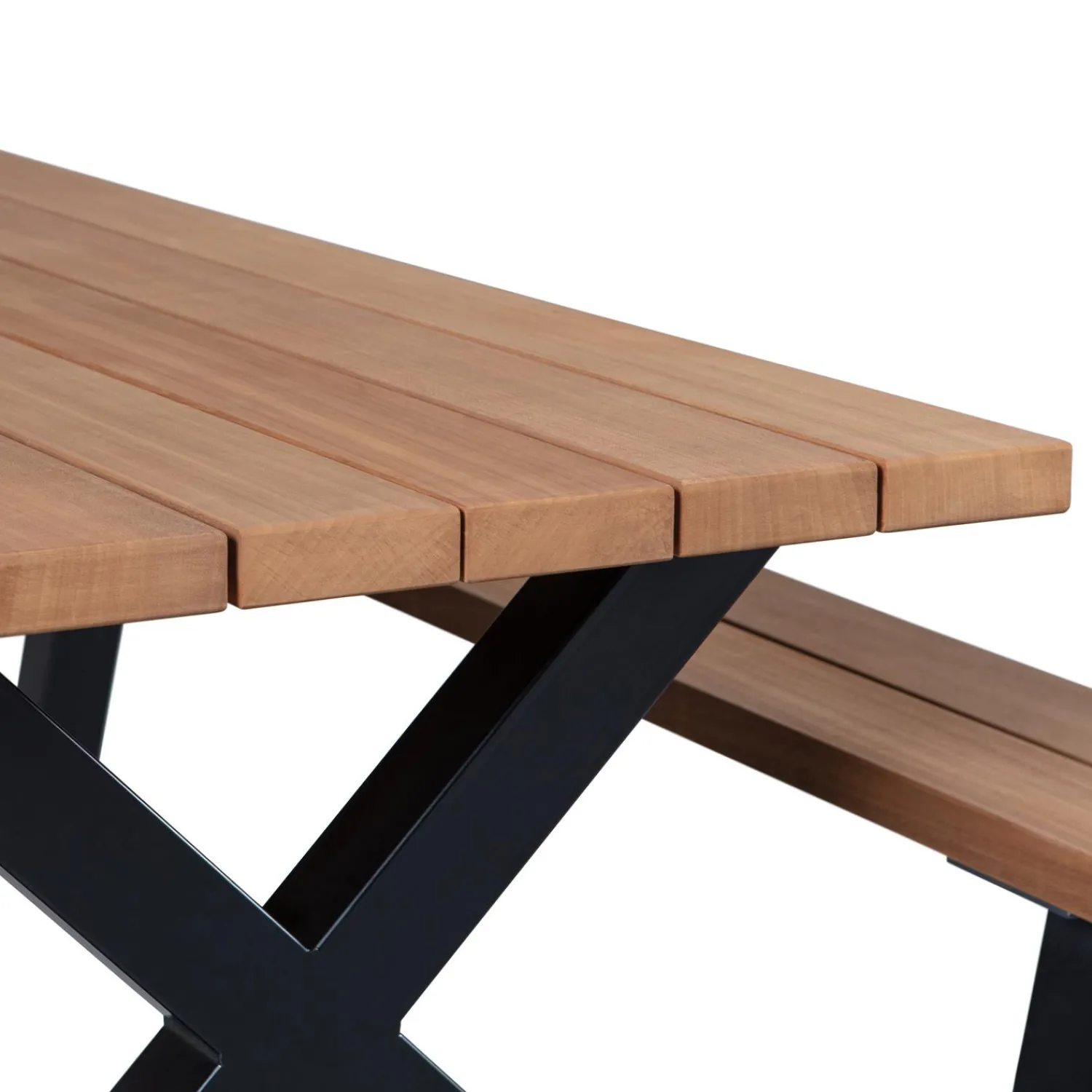 Hot WOOOD Tablo Outdoor picknicktafel ayous naturel X-poot metaal