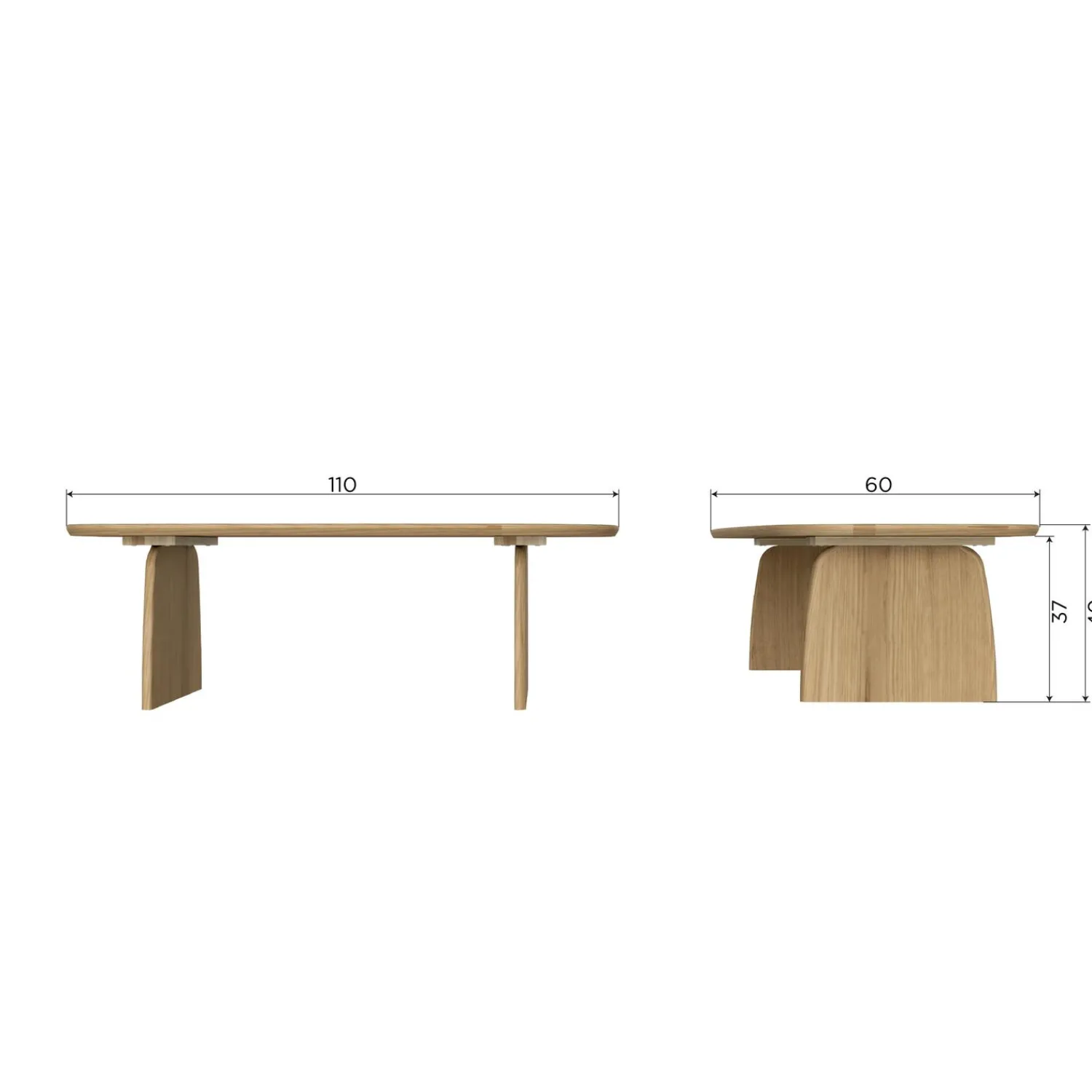 Clearance WOOOD Tablo salontafel 110 cm eiken Transparant