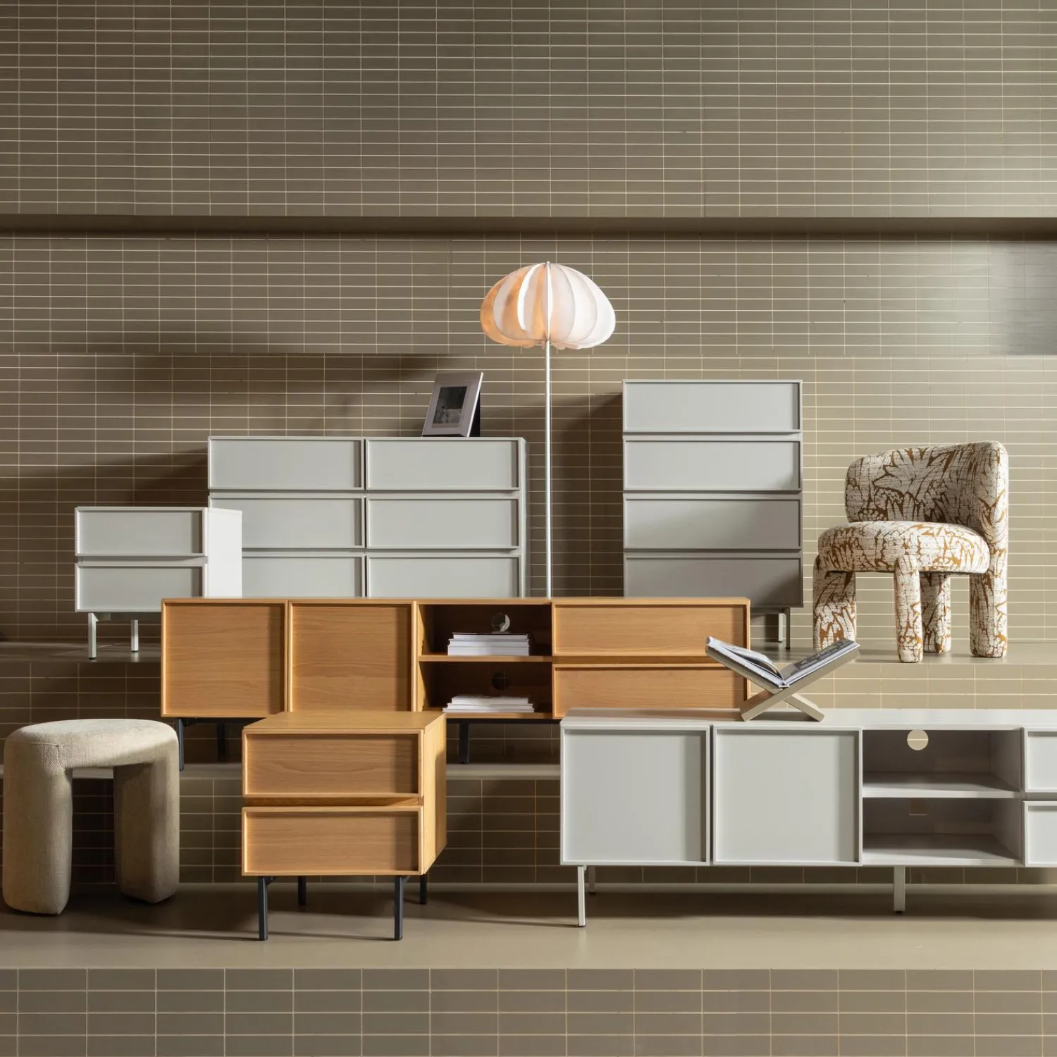 Clearance WOOOD Tours ladekast 6 lades melamine/MDF zand
