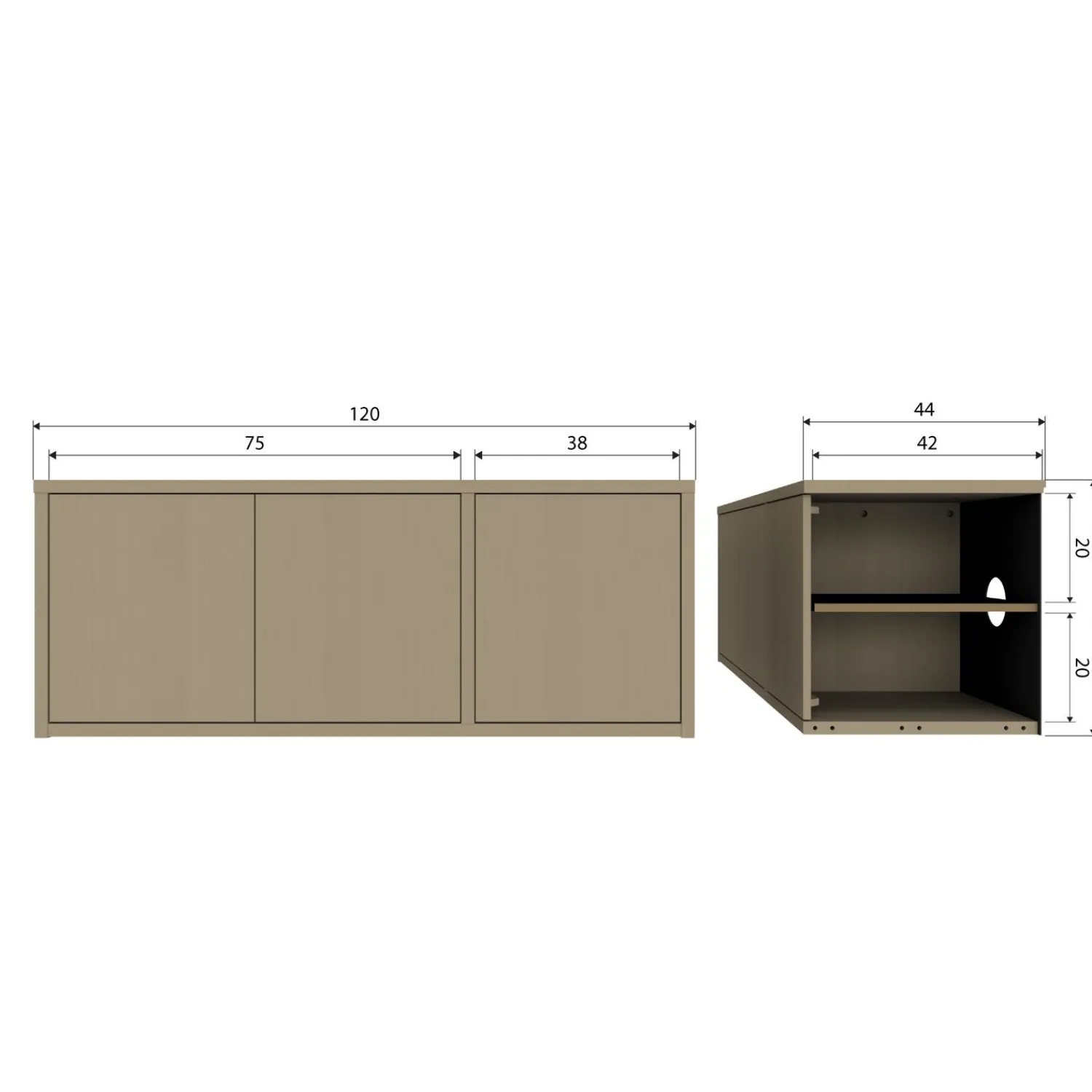Outlet WOOOD Turner tv meubel grenen mud