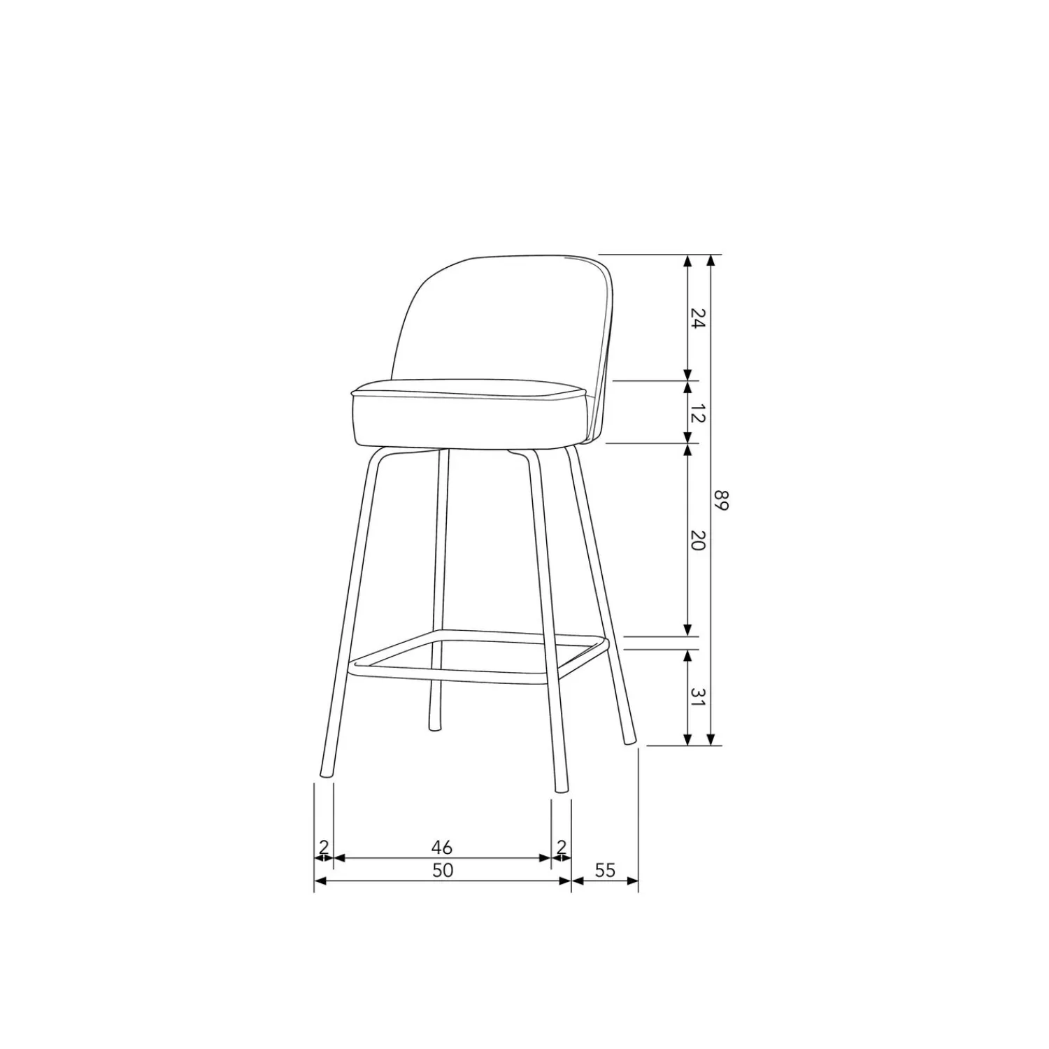 Best WOOOD Vogue barstoel 65 cm leer Cognac
