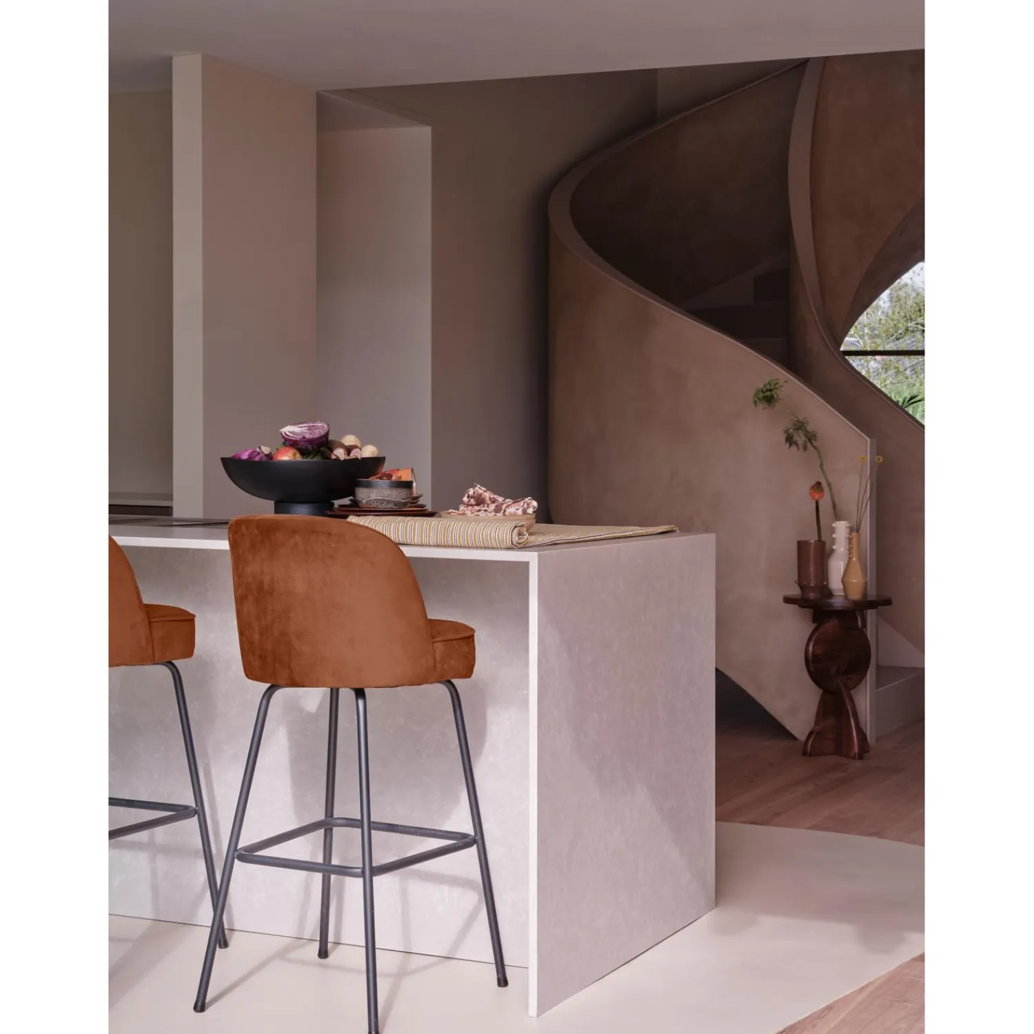 Online WOOOD Vogue barstoel 80 cm velvet Roest