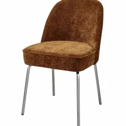 Discount WOOOD Vogue eetkamerstoel 3D chenille chrome poot Middenbruin