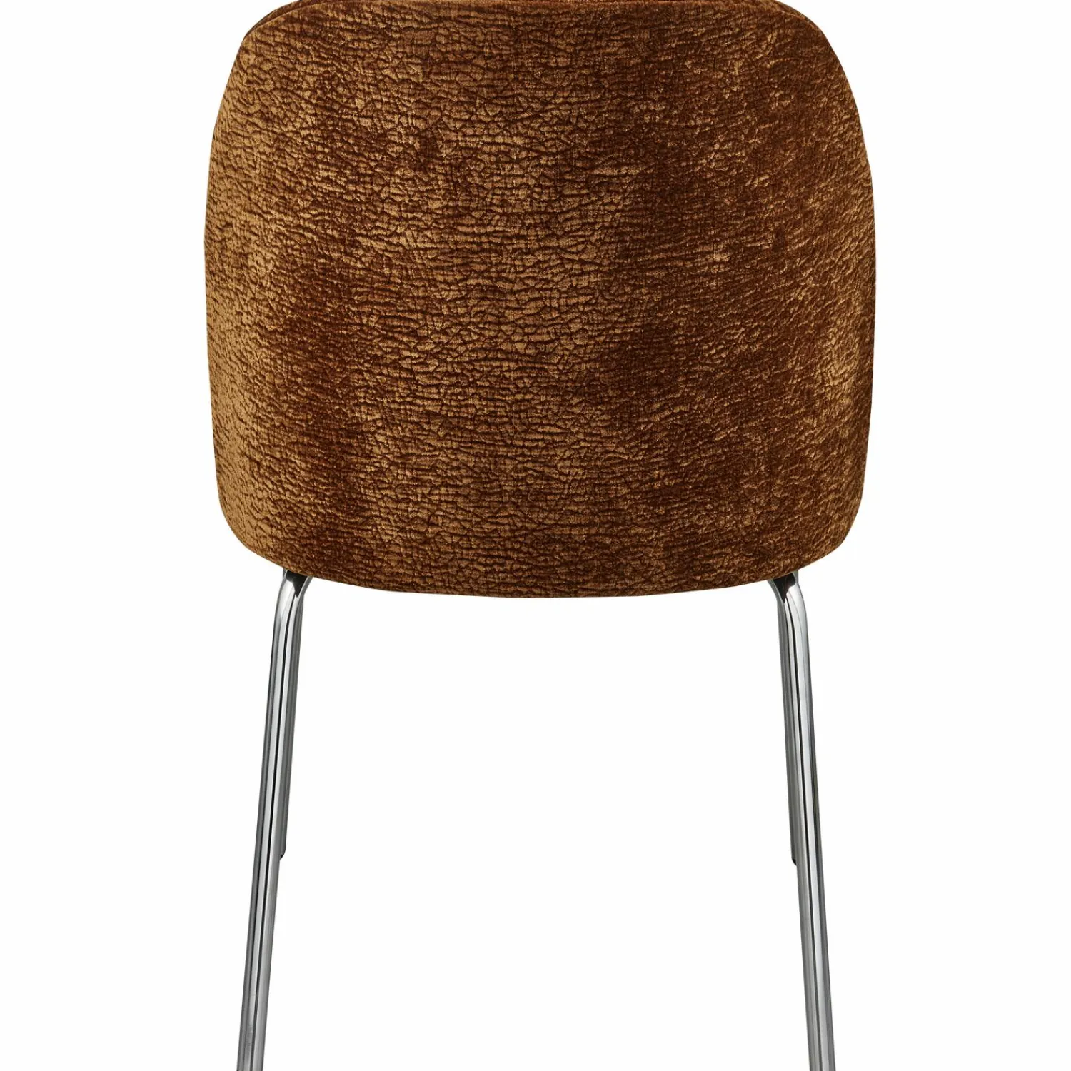 Discount WOOOD Vogue eetkamerstoel 3D chenille chrome poot Middenbruin