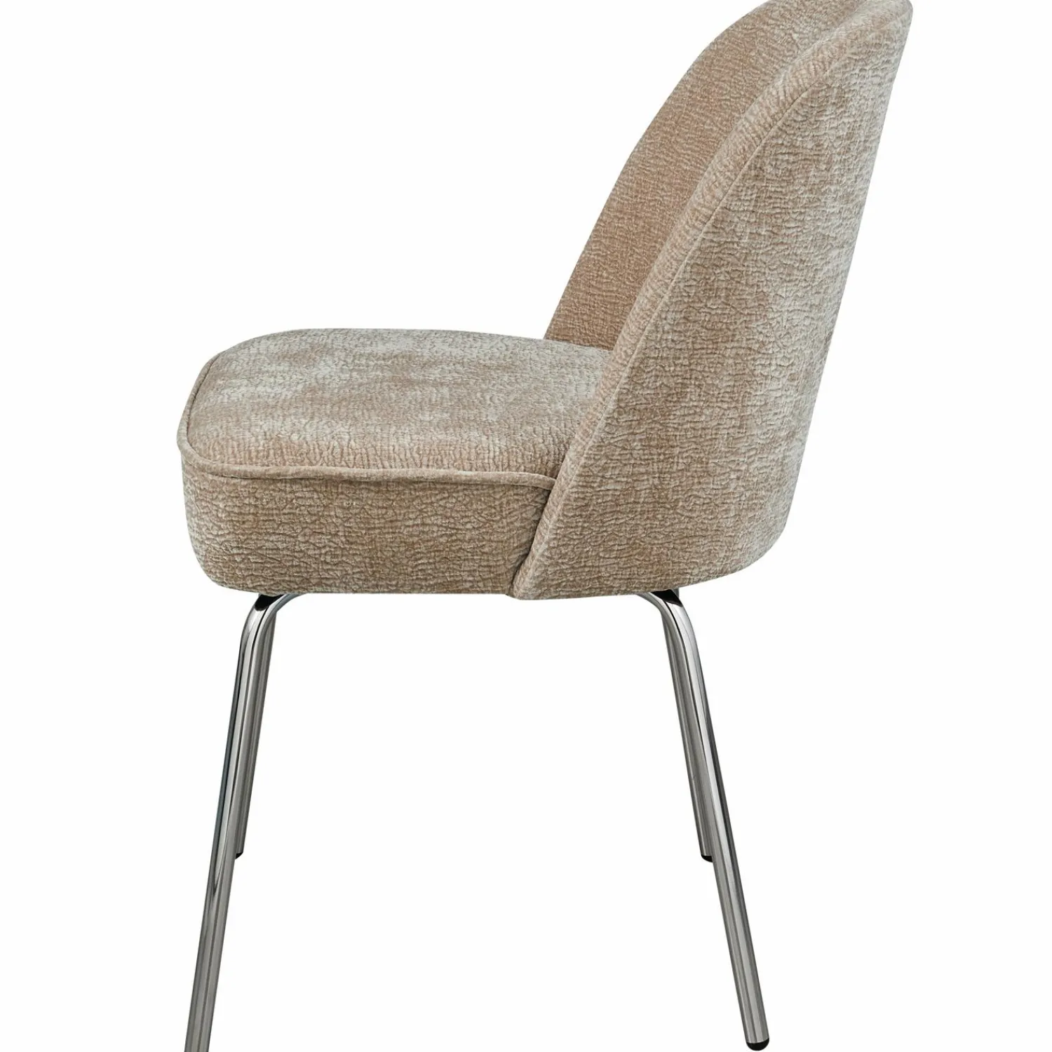 WOOOD Vogue eetkamerstoel 3D chenille chrome poot Zand