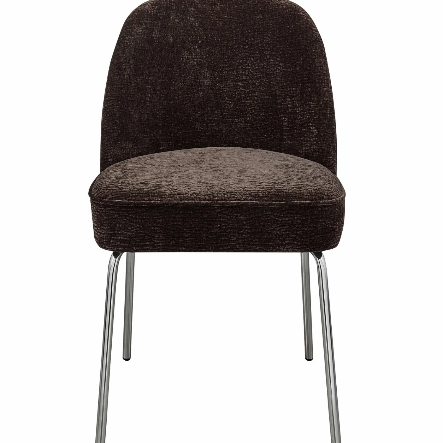Sale WOOOD Vogue eetkamerstoel 3D chenille chrome poot Donkerbruin