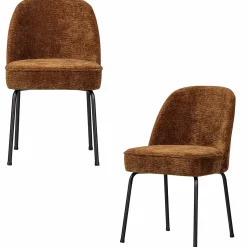 Best WOOOD Vogue eetkamerstoel 3D chenille Middenbruin