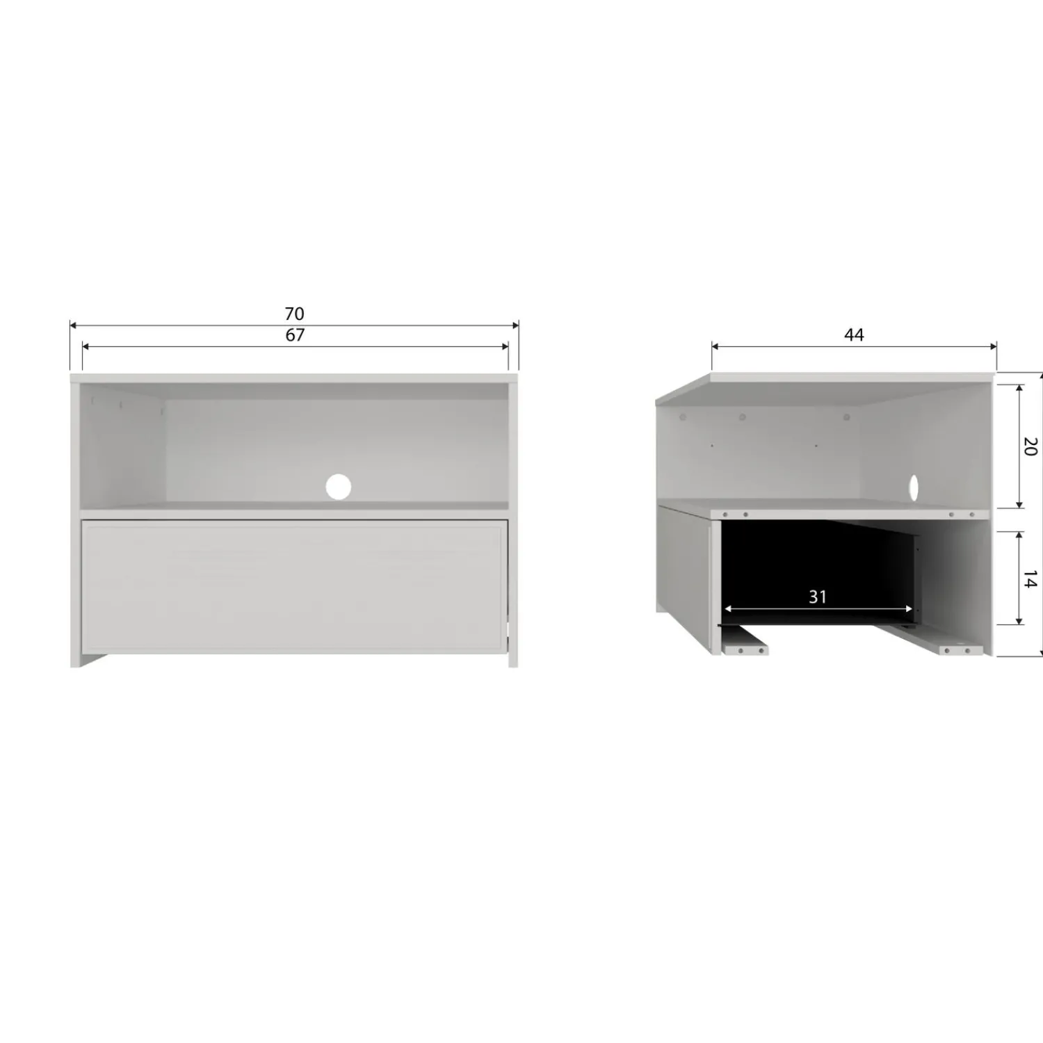 Clearance WOOOD Yissa tv meubel met lade/open vak grenen wolkengrijs