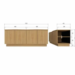 Hot WOOOD Zuma tv meubel 133 cm eiken transparant